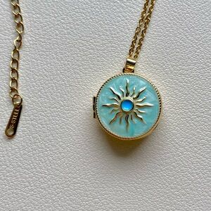 Gold and Blue Sunburst Necklace
